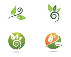 Leafy Green and Orange Ecology Logos vector
