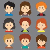 Collection of Avatar Characters With Different  Hair and Skin vector