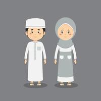 Couple Character Wearing Muslim Dress vector