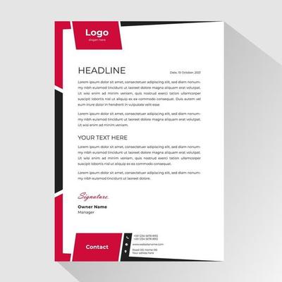 Red Black Side Frame Business Letterhead Template