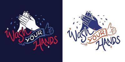 Wash your hands lettering Set vector