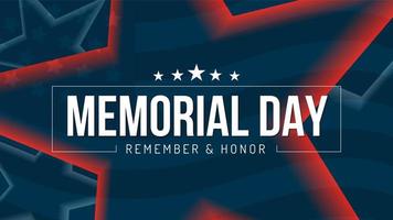 Memorial day remember and honor poster with stars vector