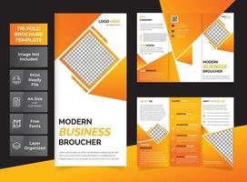 Orange tri-fold brochure vector