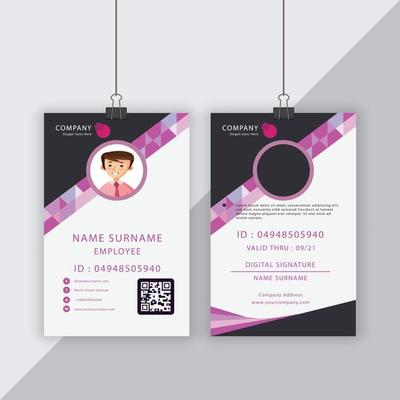 Gray and Pink Geometric Shape Corporate ID Card