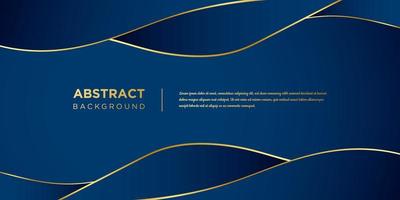 Blue wave shapes with gold accents background vector