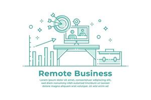 Remote Work and Business Linear Illustration vector