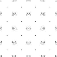 Seamless pattern with racoon heads and polka dots vector