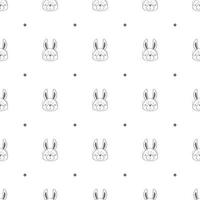 Seamless pattern with bunny heads and polka dots vector