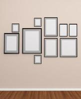 Group of photo frames on the wall.