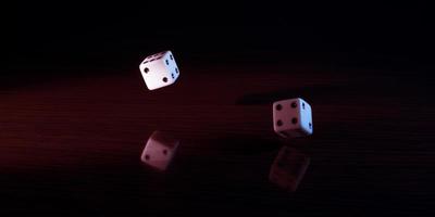 Gaming dice with a red tint. photo