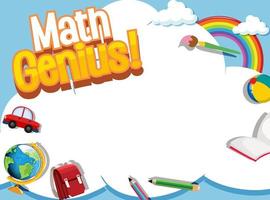 Math Frame Template with School Items and Sky vector