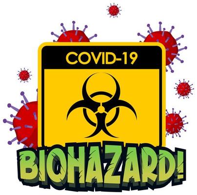 Biohazard Sign with COVID-19 on White