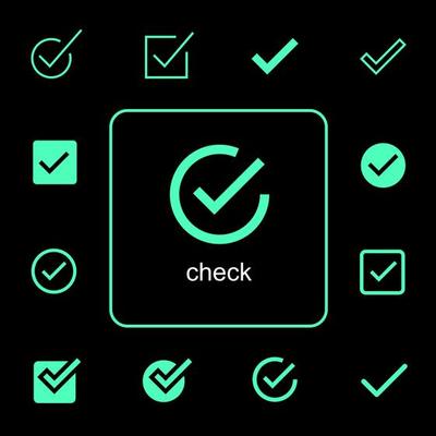 Various simple check mark icons set 