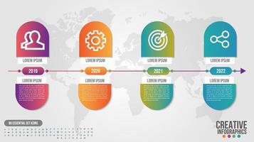 Infographic timeline gradient capsule design with 4 steps vector