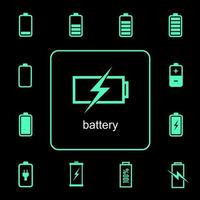 Battery charging and discharging icons set  vector