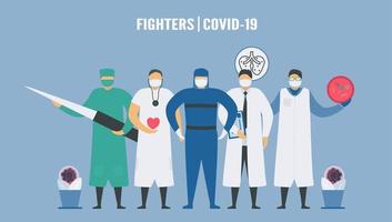 Medical teams for fighting with new coronavirus vector