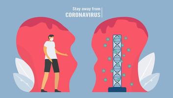 Social distancing where man stays away from new virus vector