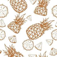 Pineapple hand drawn seamless pattern vector