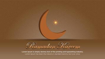 Ramadan poster with moon and pattern in brown vector