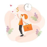 Rich person shopping and holding bag vector