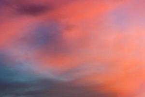 Orange Blue Shade Twilight Sky With Clouds