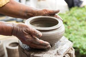 Hand made clay pots , Thai traditional pottery photo