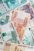 Fondo de dinero ruso. Billetes de rublos closeup foto textura