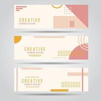 Minimal geometric shape horizontal banner set vector