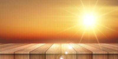 Sunshine over wooden table vector