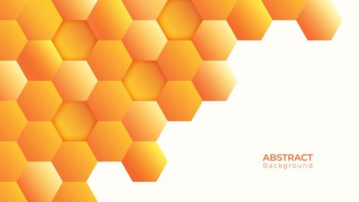 Modern orange hexagon background with white space 