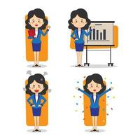 Set of Business Woman Characters in Various Poses vector