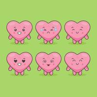 Cute Heart Characters With Various Expressions vector