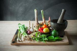 still life of vegetable food and kitchen tool object photo