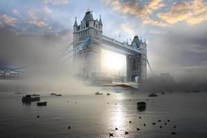 Famous Tower Bridge in the evening, London, England photo