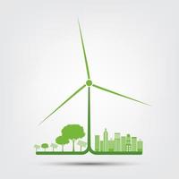 Ecology and Environmental Concept with  Windmill vector