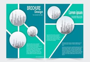 Blue corporate cover template with circle image space. vector