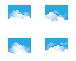 Blue sky with white overlapping cloud set. vector
