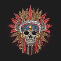 Front View of Colorful Apache Chief Skull Head vector