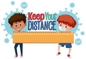 Boys Holding Ruler with ''Keep Your Distance'' vector