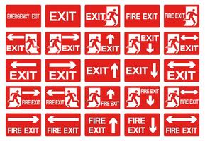 Emergency Exit Red Symbol Set vector