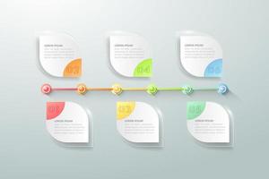 Business timeline workflow infographic with leaf style vector