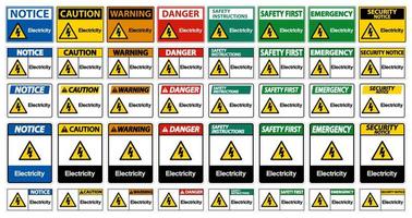 colección de signos de símbolo de electricidad vector