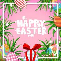 Easter Poster with Decorated Eggs in Frame vector