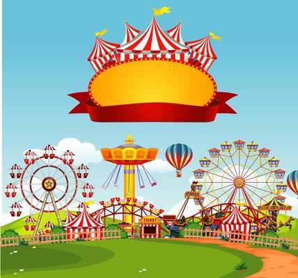 Circus Scene with Sign Template