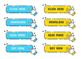 Hand cursor over blue and yellow web buttons vector