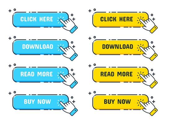 Hand cursor over blue and yellow web buttons