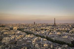 Sunset over Paris with Eiffel Tower photo