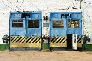 Painted gates in trolleybus depot