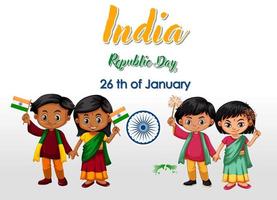 Fondo del día de la república india con niños vector