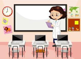 Classroom scene with teacher vector